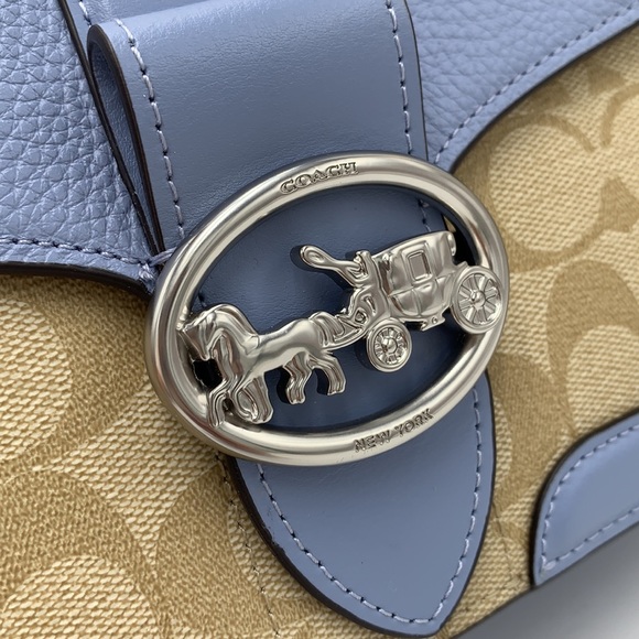 COACH Georgie Shoulder Bag In Signat Canvas COLOR
Silver/Light Khaki/Marble Blue - Picture 8 of 16